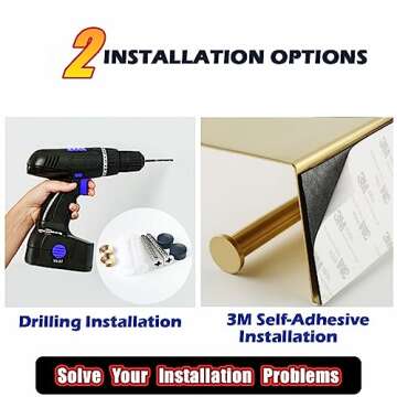 Alise Double Toilet Paper Holder,Bathroom Tissue Holder with Shelf,SUS304 Stainless Steel Toilet Paper Roll Holder Storage Dispenser,Self Adhesive or Wall Mount Drilling Paper Rack,Brushed Golden