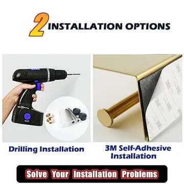 Alise Double Toilet Paper Holder,Bathroom Tissue Holder with Shelf,SUS304 Stainless Steel Toilet Paper Roll Holder Storage Dispenser,Self Adhesive or Wall Mount Drilling Paper Rack,Brushed Golden