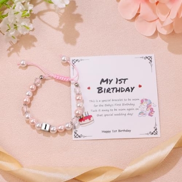 1st Birthday Adjustable Pearl Bracelet Gift