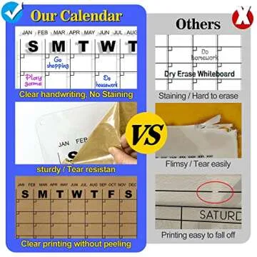 Acrylic Dry Erase Monthly Clear Wall Calendar for Wall, Reusable Monthly Weekly Family,Office,Glass,Custom 15.7”x12.6“