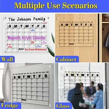 Acrylic Dry Erase Monthly Clear Wall Calendar for Wall, Reusable Monthly Weekly Family,Office,Glass,Custom 15.7”x12.6“
