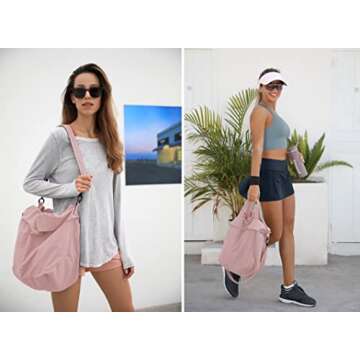 ODODOS 19L Multi Hobo Bags 2.0 with 2 Straps for Women, Totes Handbags, Crossbody Shoulder Bags, Blush Pink