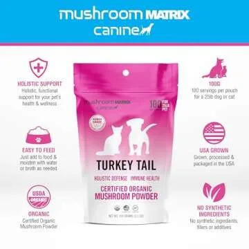 Om Mushroom Matrix Pet - Canine | Turkey Tail | USA Grown Human-Grade Organic Mushroom Powder Pet Supplement | Immunity Support & Holistic Defense for Dogs & Cats | 100 Grams, 3.5 oz