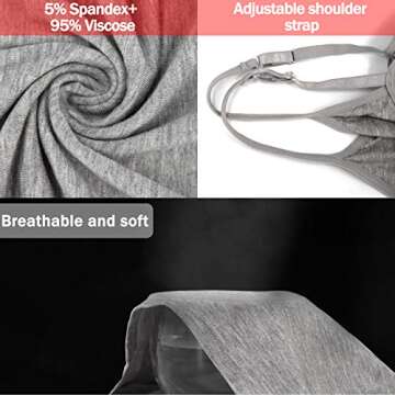 BQTQ 5 Pcs Women's Camisole Tank Top Undershirt Spaghetti Strap Basic Camisoles, XXL