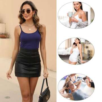 BQTQ 5 Pcs Women's Camisole Tank Top Undershirt Spaghetti Strap Basic Camisoles, XXL