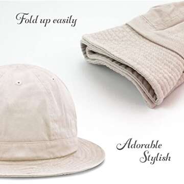 Stylish Cotton Long Brim Packable Summer Bucket Hat