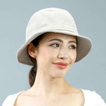 Stylish Cotton Long Brim Packable Summer Bucket Hat