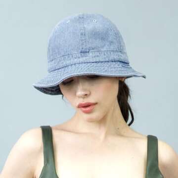 Stylish Cotton Long Brim Packable Summer Bucket Hat