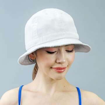 Stylish Cotton Long Brim Packable Summer Bucket Hat