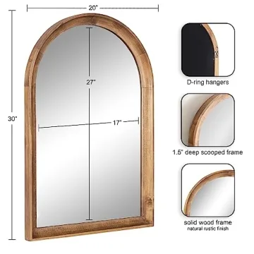 Kate and Laurel Arched Wooden Wall Mirror - 20 x 30