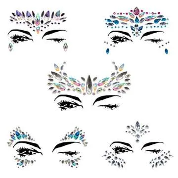 YRYM HT Face Gems Glitter - 10 Sets Women Mermaid Face Jewels with 6 Boxes Chunky Face Glitter, Crystals Face Stickers, Eyes Face Body Temporary Tattoos Fit for Festival Party