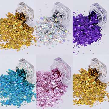 YRYM HT Face Gems Glitter - 10 Sets Women Mermaid Face Jewels with 6 Boxes Chunky Face Glitter, Crystals Face Stickers, Eyes Face Body Temporary Tattoos Fit for Festival Party