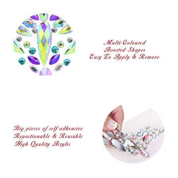 YRYM HT Face Gems Glitter - 10 Sets Women Mermaid Face Jewels with 6 Boxes Chunky Face Glitter, Crystals Face Stickers, Eyes Face Body Temporary Tattoos Fit for Festival Party