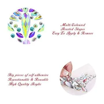 YRYM HT Face Gems Glitter - 10 Sets Women Mermaid Face Jewels with 6 Boxes Chunky Face Glitter, Crystals Face Stickers, Eyes Face Body Temporary Tattoos Fit for Festival Party