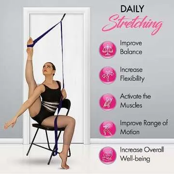 Stretching Strap With Door Anchor - Stretching Equipment to Improve Legs Flexibility - Splits Trainer For Home Ideal In Ballet, Dance, Cheerleading, Taekwondo, Yoga, Pole Dancing & Gymnastics (Purple)