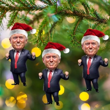 Trump Christmas Ornaments - Dancing 2D Car Hanging Decor