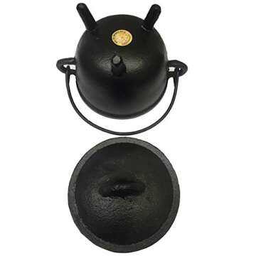 Cast Iron Cauldron with Handle & Lid for Rituals