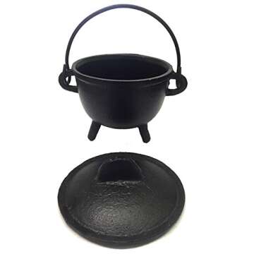 Cast Iron Cauldron with Handle & Lid for Rituals