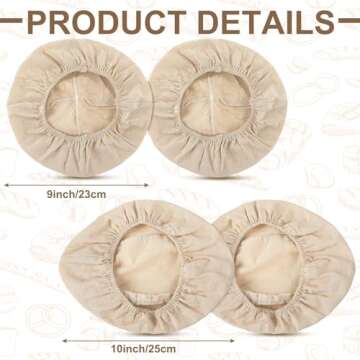 Tatuo 6 Pieces Bread Banneton Proofing Basket Liner Cloth Cover Round Brotform Liner Baking Dough Br...