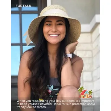 FURTALK Women's UV UPF50 Beach Straw Hat Khaki