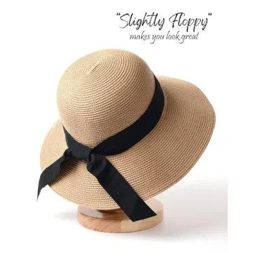 FURTALK Women's UV UPF50 Beach Straw Hat Khaki