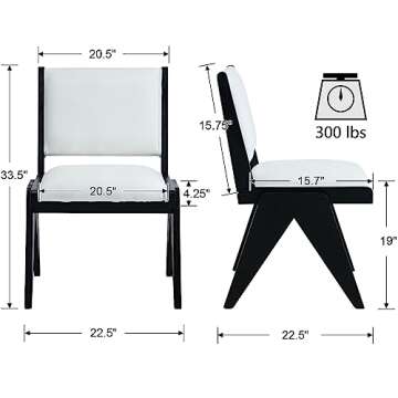 VESCASA Upholstered Dining Chairs with Black Wood Legs - Velvet Mid-Century Modern Padded Chairs, Se...