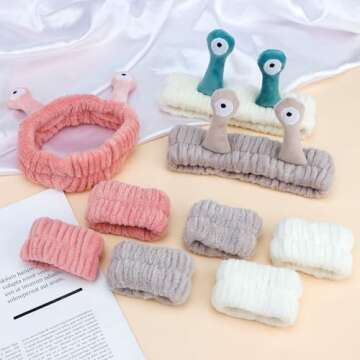 Canitor Snail Spa Headband Wrist Bands for Washing Face Makeup Headband Cute Animal Skincare Headband Face Wash Cute Funny Gifts for Women Girls Preppy Teen Weird Stuff Trendy