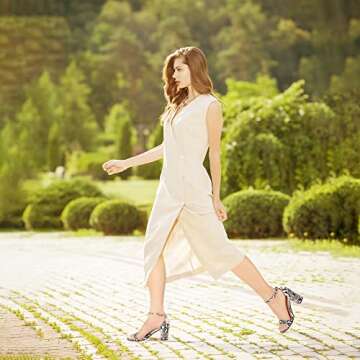 IDIFU Cookie-MI Block Heels 3 Inch Sandals Chunky Open Toe Heel Wedding Homecoming Dress Shoes for Women Brides Ladies (Snake White, 6 B(M) US)