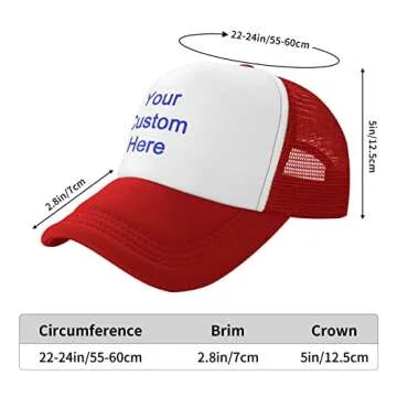 Personalized Custom Trucker Hats Caps Baseball Caps Visors Hats for Men Women with Picture Text Logo Travel Mesh Hat Cap Gift (Red)