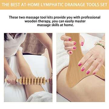 2 Pcs Wooden Gua Sha Tools Lymphatic Drainage Tool, Machomby Wood Therapy Massage Tools Manual Gua S...