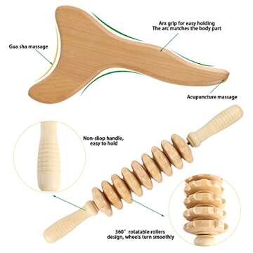 2 Pcs Wooden Gua Sha Tools Lymphatic Drainage Tool, Machomby Wood Therapy Massage Tools Manual Gua Sha Tools Anti Cellulite Massage Tool for Gua Sha Massage, Maderotherapy, Body Sculpting