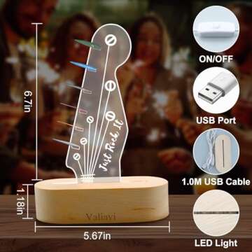 Valiayi Light Up Guitar Pick Holder, Acrylic Guitar Pick Display with Display and Wooden Base for Picks Storage, Gift For Music Lovers Guitar Players
