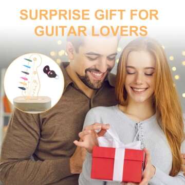 Valiayi Light Up Guitar Pick Holder, Acrylic Guitar Pick Display with Display and Wooden Base for Picks Storage, Gift For Music Lovers Guitar Players