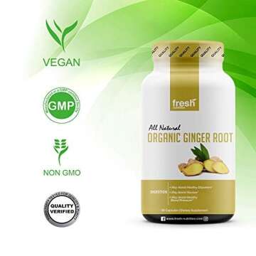 Organic Ginger Root Capsules - 660mg of Organic Ginger Extract Supplement - Non-GMO, Vegan, Gluten-Free - 90 Capsules