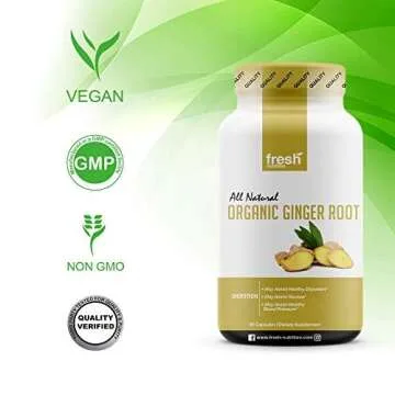 Organic Ginger Root Capsules - 660mg of Organic Ginger Extract Supplement - Non-GMO, Vegan, Gluten-Free - 90 Capsules