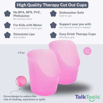 TalkTools Cut Out Cups for Special Needs - Glass Set for Physical Therapy, Recovery and Rehabilitati...