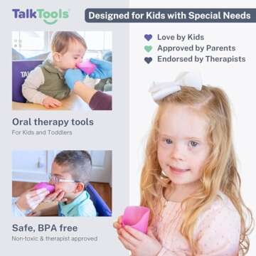 TalkTools Cut Out Cups for Special Needs - Glass Set for Physical Therapy, Recovery and Rehabilitation | Motor and Coordination Support | Easy Drink Therapy Cups for Elderly - 1.5 Oz Pink (2 Pk)