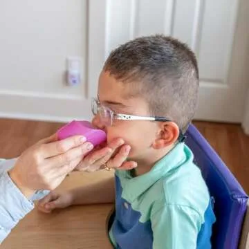 TalkTools Cut Out Cups for Special Needs - Glass Set for Physical Therapy, Recovery and Rehabilitation | Motor and Coordination Support | Easy Drink Therapy Cups for Elderly - 1.5 Oz Pink (2 Pk)