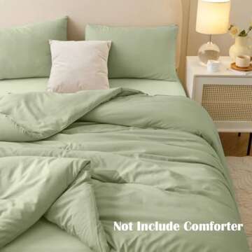 Nanko Full Duvet Cover Set Sage Green 3pc 80x90 Luxury Microfiber Comforter Quilt Bedding Cover with...