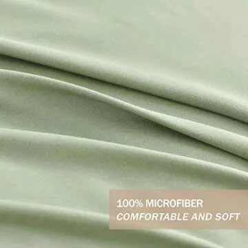 Nanko Full Duvet Cover Set Sage Green 3pc 80x90 Luxury Microfiber Comforter Quilt Bedding Cover with Deco Buttons Zip Closure Ties - Modern Elegant Style for Men and Women Chambray Teen Light Green