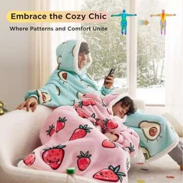 Bedsure Strawberry Wearable Blanket Hoodie for Women