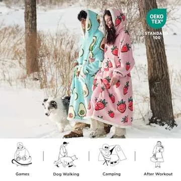 Bedsure Strawberry Wearable Blanket Hoodie for Women