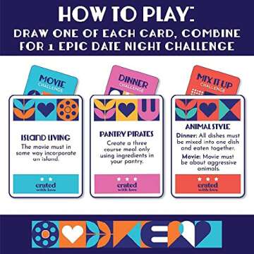 Date Night Ideas Generator Card Game - 100,000 Exciting Dinner Movie Challenges for Couples, Unique Gifts for Bridal Shower, Marriage, Newlywed, Ultimate Date Night for Adventure, Romance, Intimacy