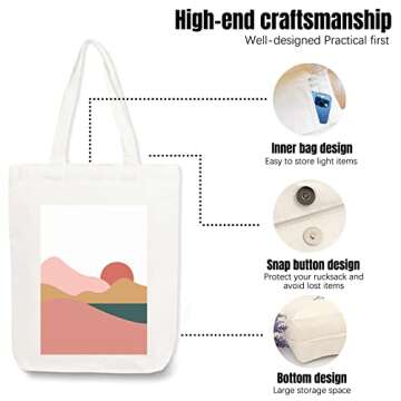 YISDZSW Aesthetic Canvas Tote Bag for Women - Stylish & Durable