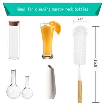 Jekayla 5 Pack Bottle Brush Cleaner, Bottle Brushes for Cleaning Baby Bottle and Straw, Water Bottle Cleaner Brush with Long Handle for Narrow Cup, Hydro Flask, Pipes, Kettle Spout Brushes