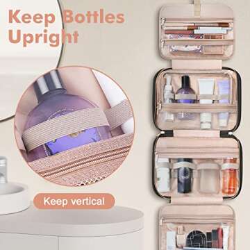 Wedama Toiletry Bag for Women, Large Cosmetic Travel Bag, Hanging Toiletry Bag for Bathroom, Thickened PVC Waterproof Makeup Bag, Toiletries Bag for Travel Business Trips and Camping, Black