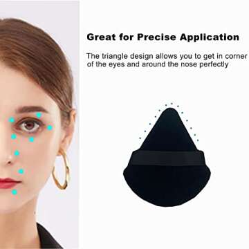 12Pcs Triangle Velvety Powder Puff, for Face Powder, Makeup Puff with the Pointed Corners to Get in Under Eyes and Tzones, Velour Puff Your Makeup Flawless.