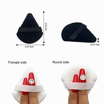 12Pcs Triangle Velvety Powder Puff, for Face Powder, Makeup Puff with the Pointed Corners to Get in Under Eyes and Tzones, Velour Puff Your Makeup Flawless.