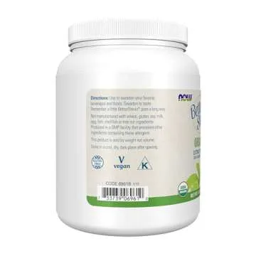 NOW Foods BetterStevia Organic Zero-Calorie Extract Powder, Keto Friendly, Suitable for Diabetics, No Erythritol, 1 Pound