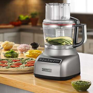 KitchenAid RKFP0922CU Food Processor with ExactSlice System 9-Cup, Contour Silver, (Renewed)